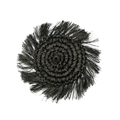 The Fringe Raffia Coaster - Black