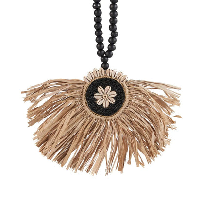 The Raffia Crown Tassel - Natural Black