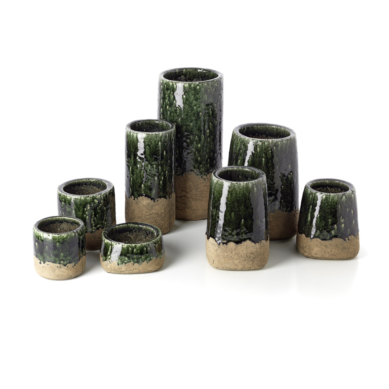 The Moss Conical Planter - Concrete Green - S