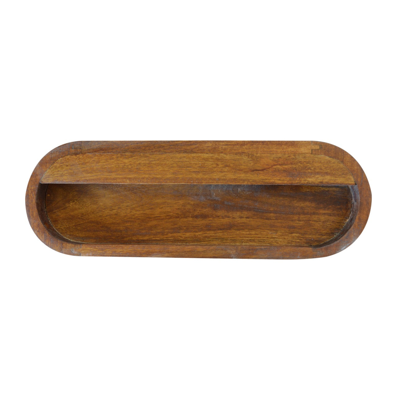 Mesita de Noche Redonda Montada en Pared Acabado Castaño