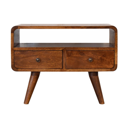 Mueble de TV Mini Curvo Chestnut con 2 Cajones