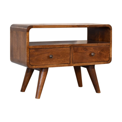 Mueble de TV Mini Curvo Chestnut con 2 Cajones