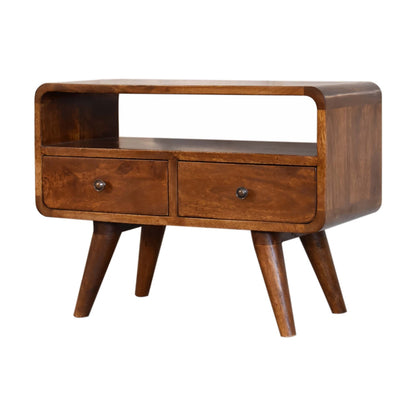 Mueble de TV Mini Curvo Chestnut con 2 Cajones