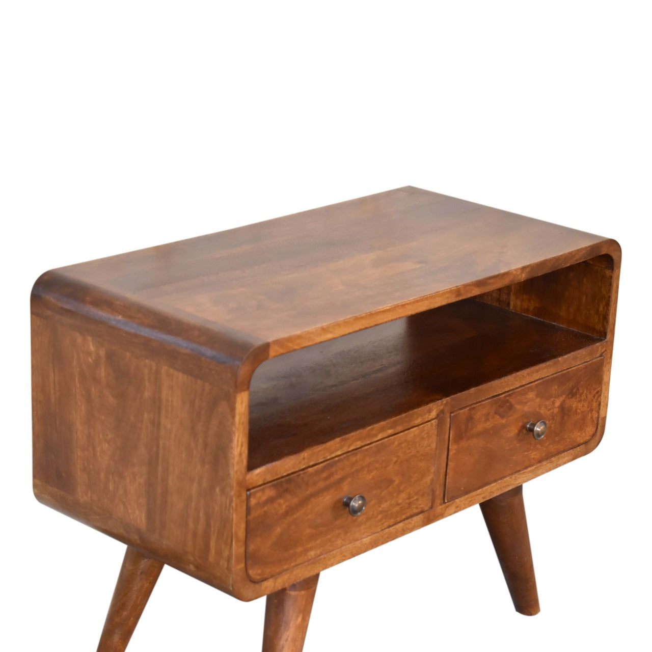 Mueble de TV Mini Curvo Chestnut con 2 Cajones
