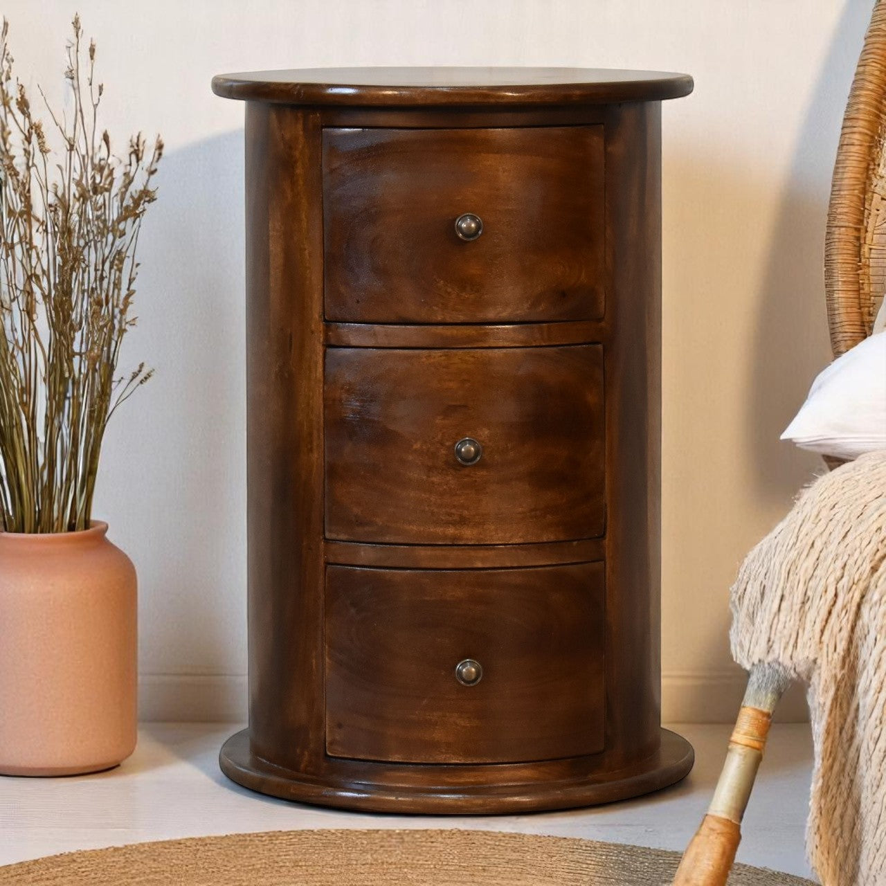 Curved Chestnut Bedside