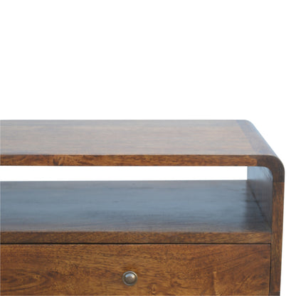 Mesa Consola Curva en Acabado Castaño