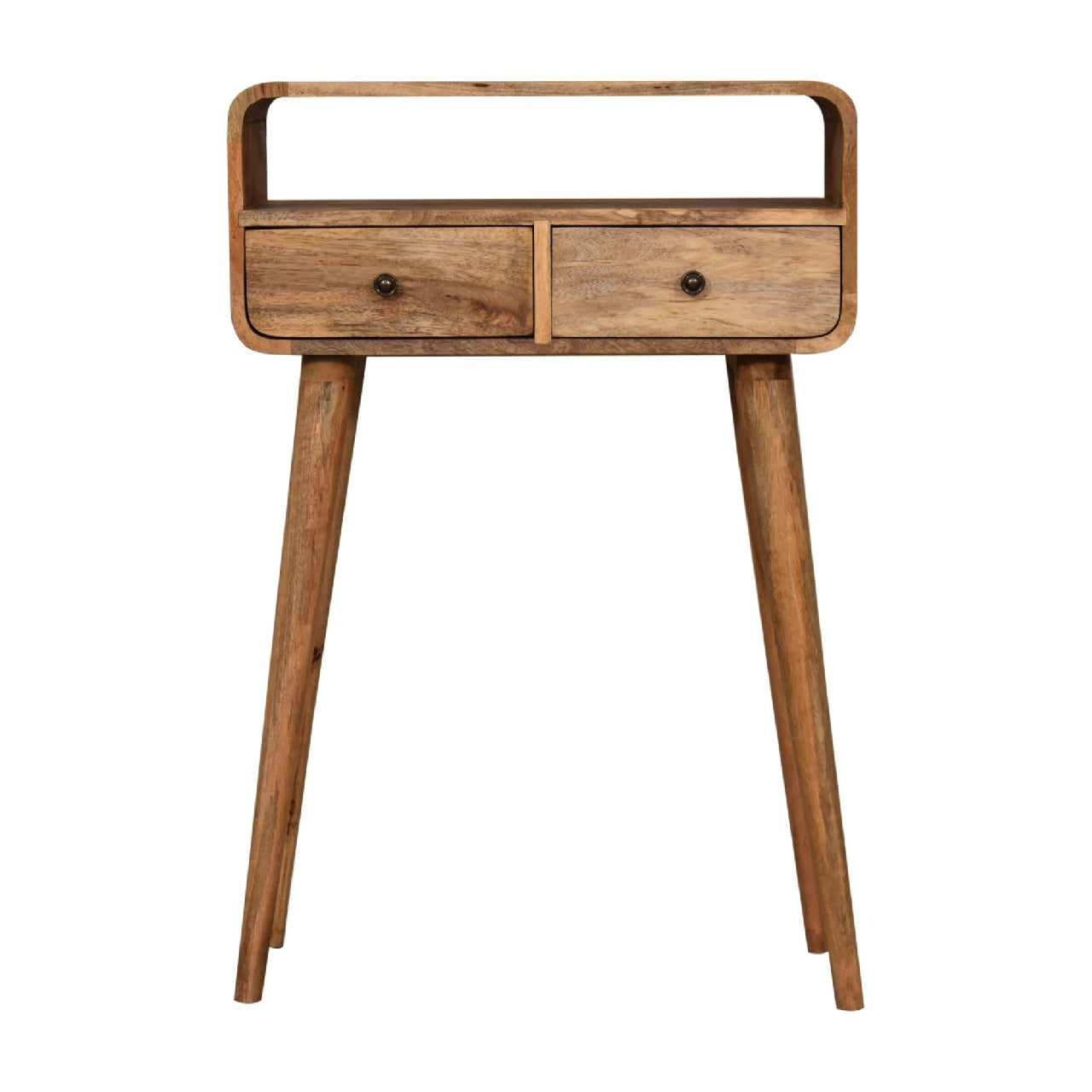 Mini Mesa Consola Curva Estilo Roble