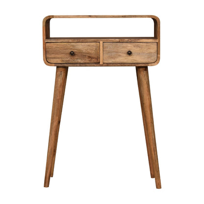 Mini Mesa Consola Curva Estilo Roble