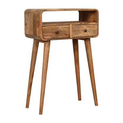 Mini Mesa Consola Curva Estilo Roble
