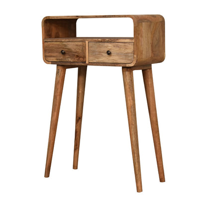 Mini Mesa Consola Curva Estilo Roble