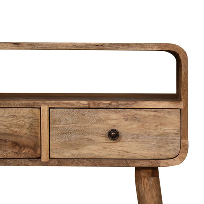 Mini Mesa Consola Curva Estilo Roble