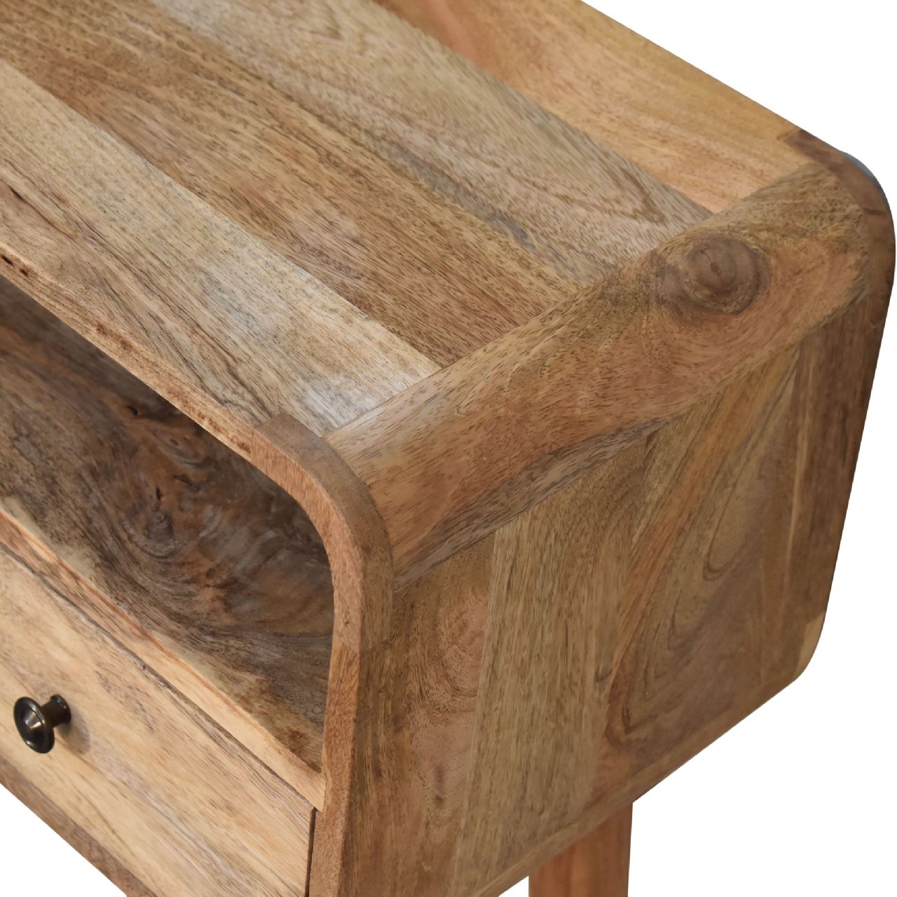 Mini Mesa Consola Curva Estilo Roble