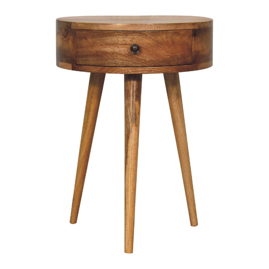Comodino Mini Forma Circolare Stile Rovere