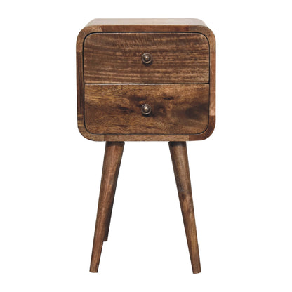 Mesa de Cabeceira Mini Curva em Madeira Cinza Lavada