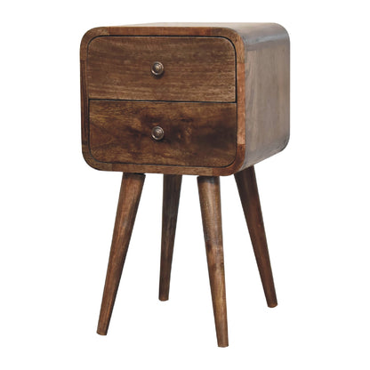 Mesa de Cabeceira Mini Curva em Madeira Cinza Lavada
