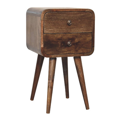 Mesa de Cabeceira Mini Curva em Madeira Cinza Lavada