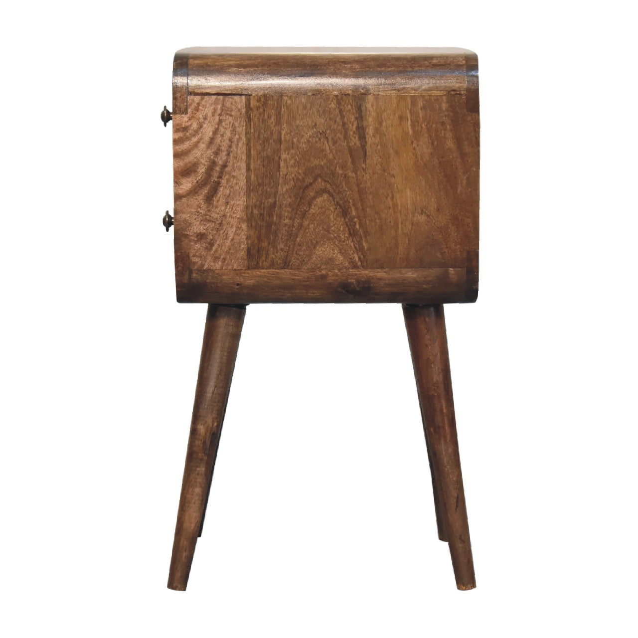 Mesa de Cabeceira Mini Curva em Madeira Cinza Lavada