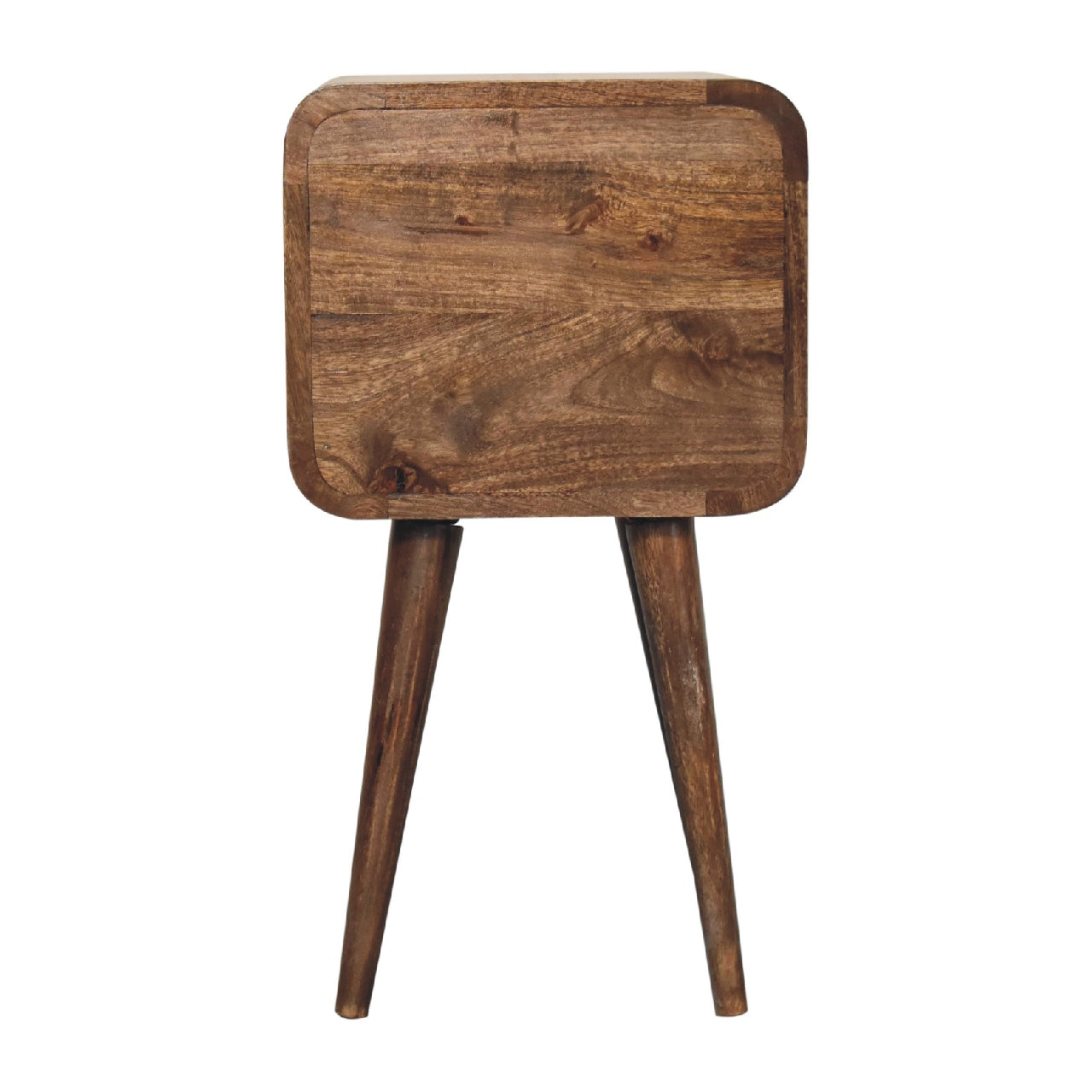 Mesa de Cabeceira Mini Curva em Madeira Cinza Lavada