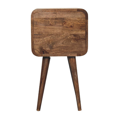 Mesa de Cabeceira Mini Curva em Madeira Cinza Lavada