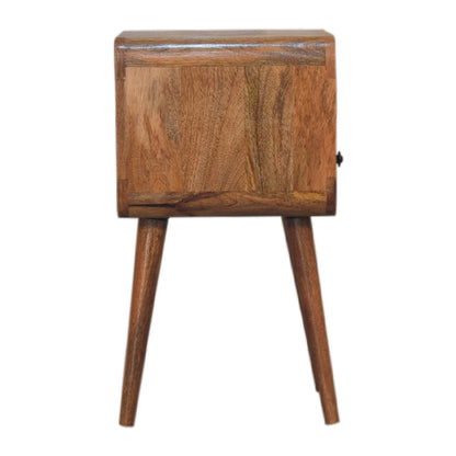Mini Mesita de Noche Curva Estilo Roble Abierta