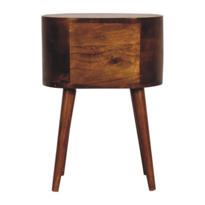 Mini Table de Chevet Arrondie en Bois Châtaignier