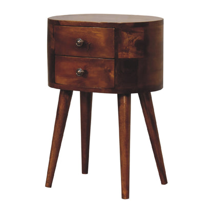 Mini Table de Chevet Arrondie en Bois Châtaignier