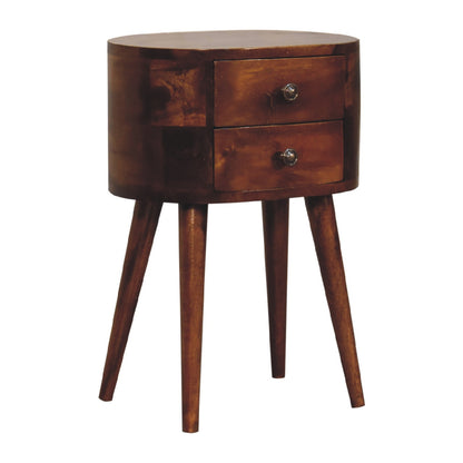 Mini Table de Chevet Arrondie en Bois Châtaignier