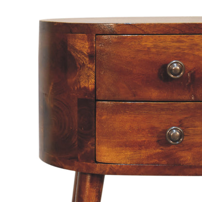 Mini Table de Chevet Arrondie en Bois Châtaignier
