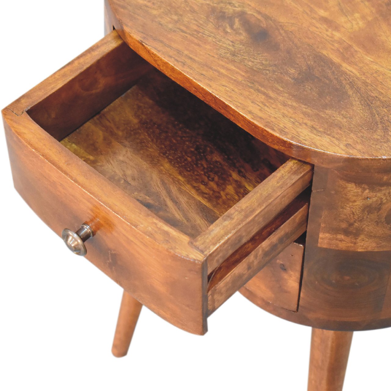 Mini Table de Chevet Arrondie en Bois Châtaignier