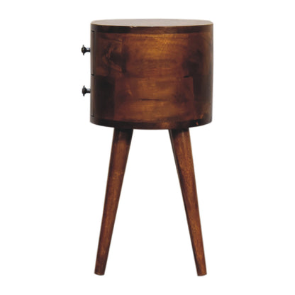 Mini Table de Chevet Arrondie en Bois Châtaignier