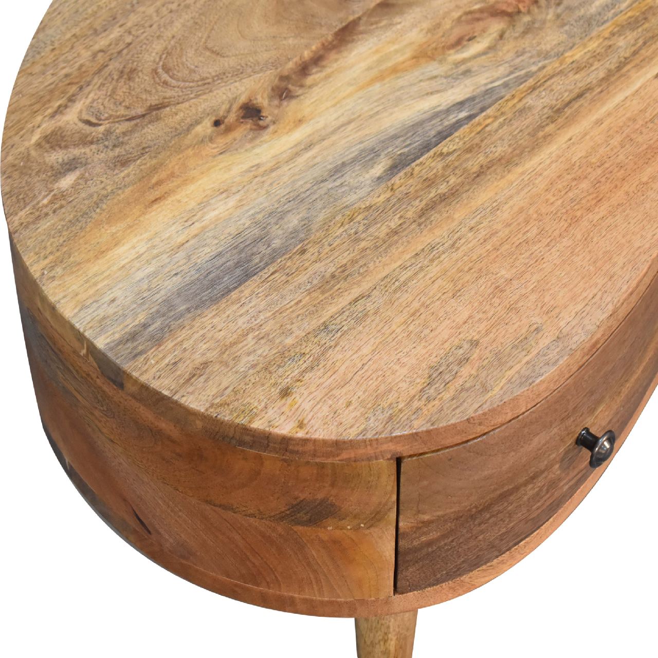 Mini Mesa de Centro de Madera con Acabado Roble y Diseño Ondulado