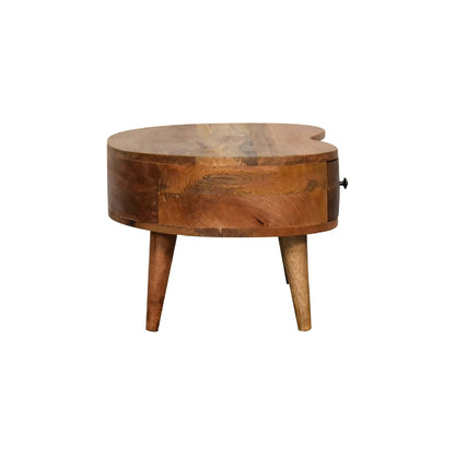 Mini Mesa de Centro de Madera con Acabado Roble y Diseño Ondulado