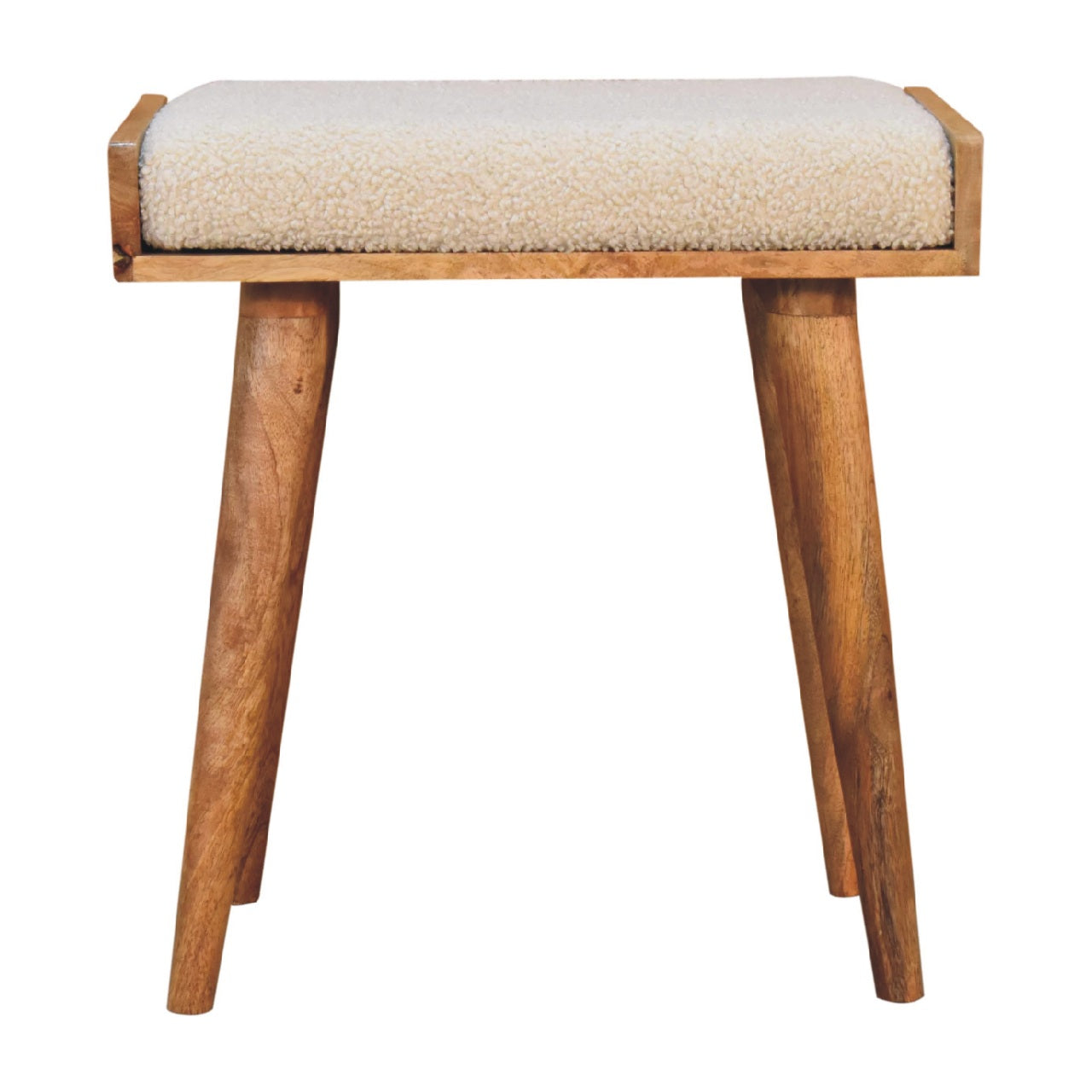 Boucle Creme Tablett-Stil Fußhocker