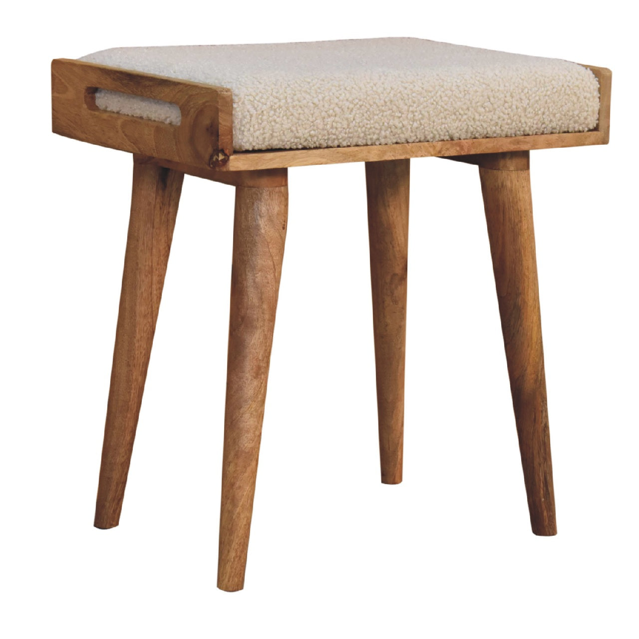 Boucle Creme Tablett-Stil Fußhocker