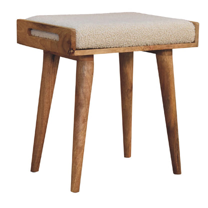 Boucle Creme Tablett-Stil Fußhocker