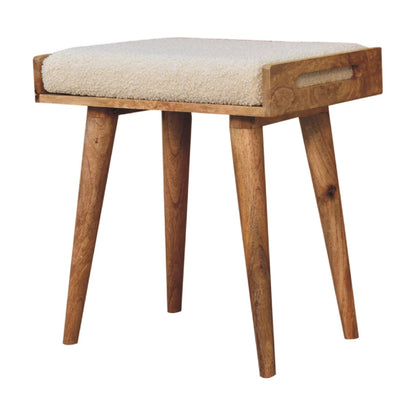 Boucle Creme Tablett-Stil Fußhocker