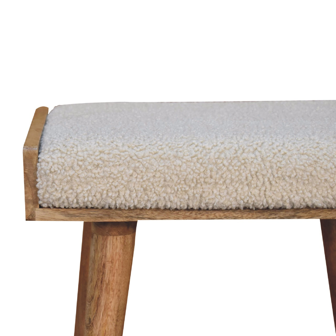Boucle Creme Tablett-Stil Fußhocker
