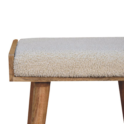 Boucle Creme Tablett-Stil Fußhocker