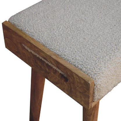 Boucle Creme Tablett-Stil Fußhocker
