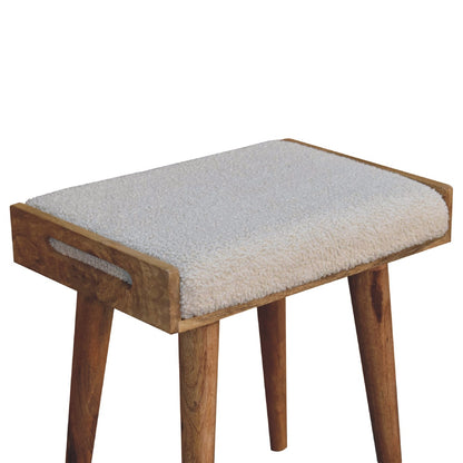 Boucle Creme Tablett-Stil Fußhocker