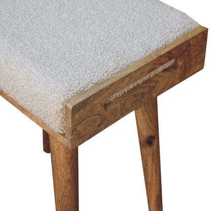 Boucle Creme Tablett-Stil Fußhocker