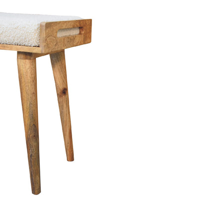 Boucle Creme Tablett-Stil Fußhocker