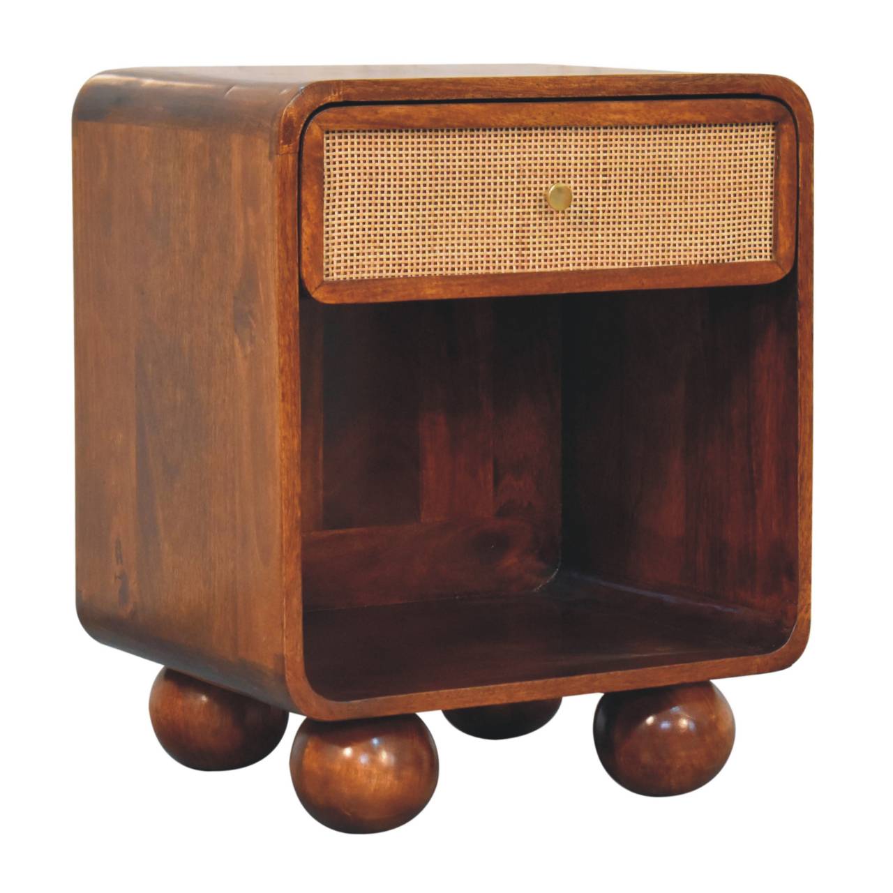 Comodino Intrecciato Aperto Chestnut