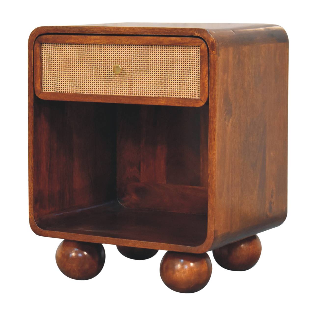 Comodino Intrecciato Aperto Chestnut