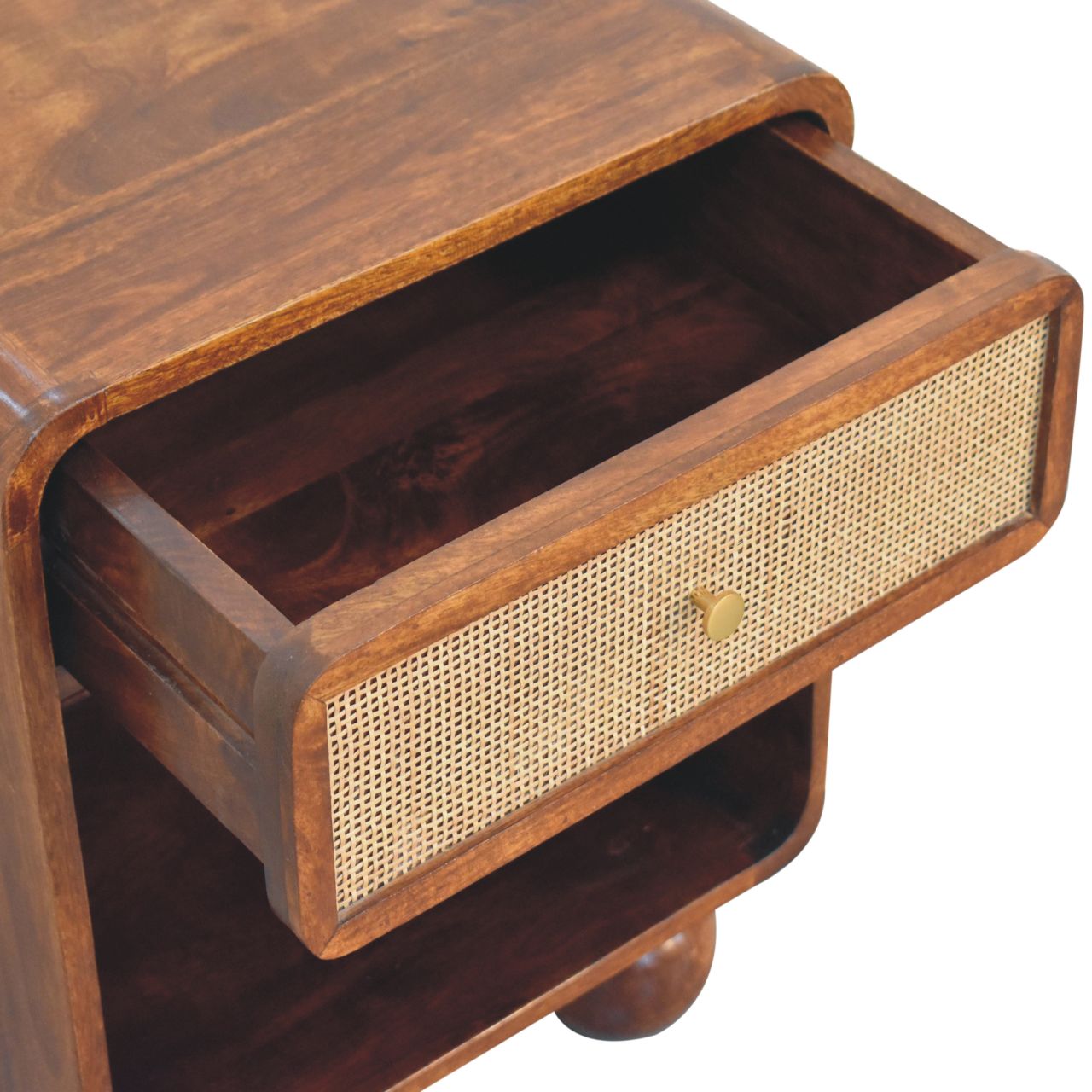 Comodino Intrecciato Aperto Chestnut