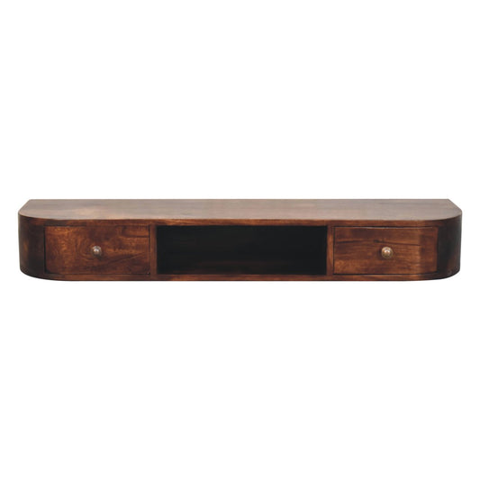 Lunar Console da Parete con 2 Cassetti Finitura Castagno