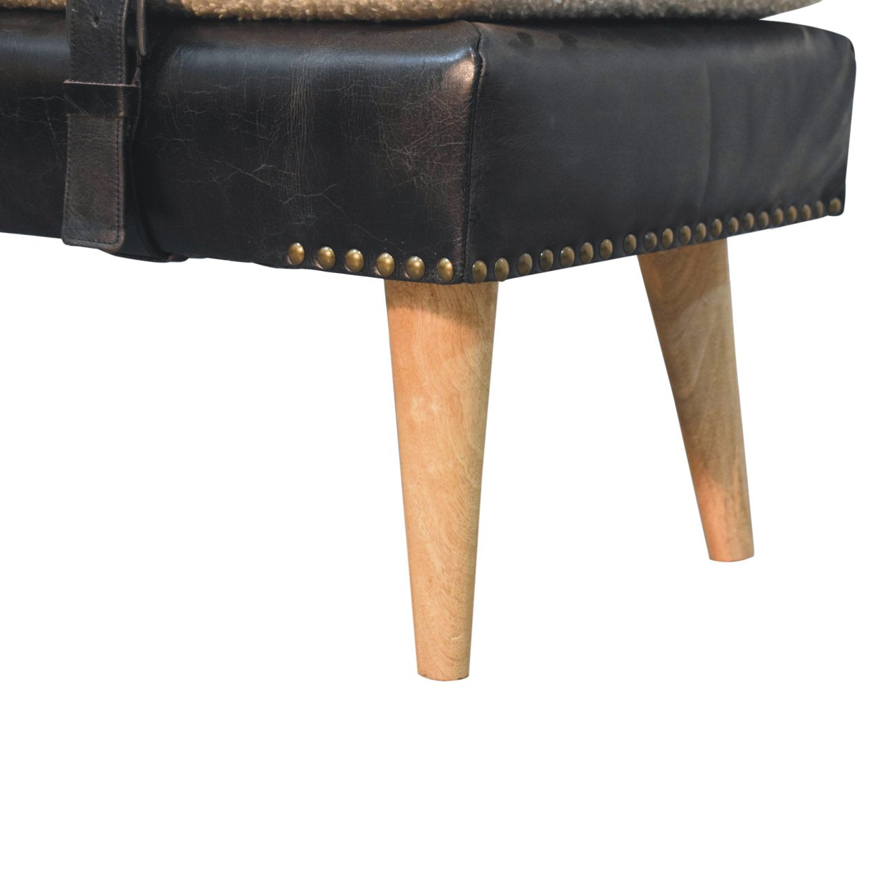 BouclÃ© Buffalo Hide Black Leather Bench