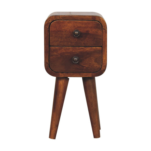 Comodino Extra Mini Curvo Finitura Castagno