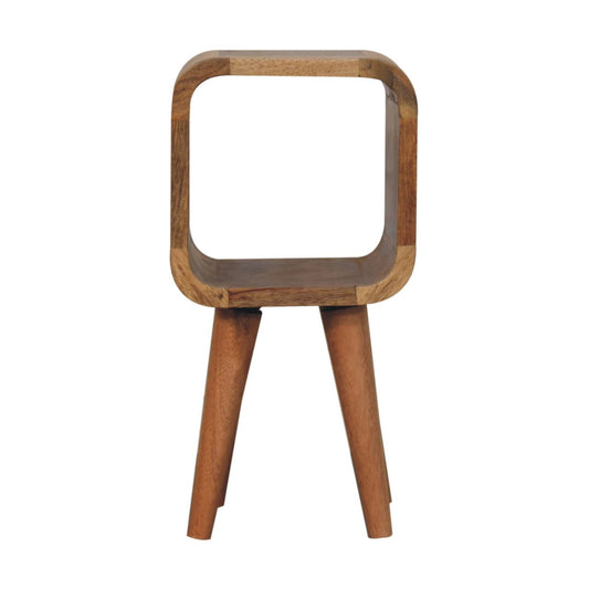 Comodino Extra Mini Minimalista Aperto Curvo in Legno Effetto Rovere
