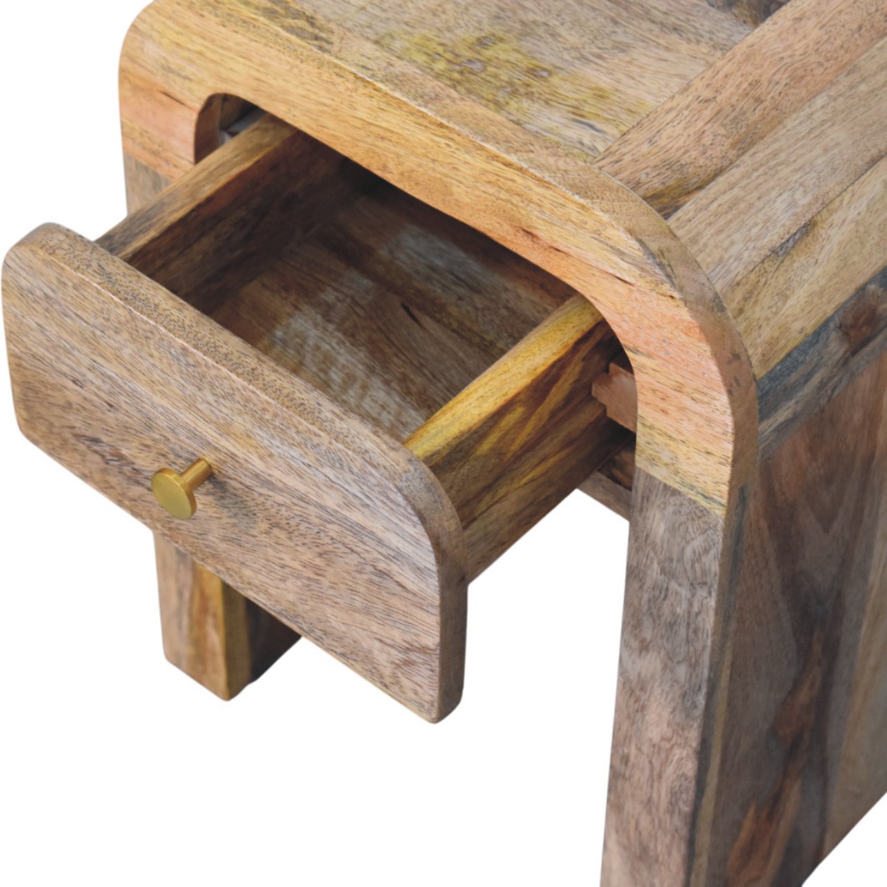Mesita de Noche Mini Darcy Acabado Oak-ish con Bordes Curvados